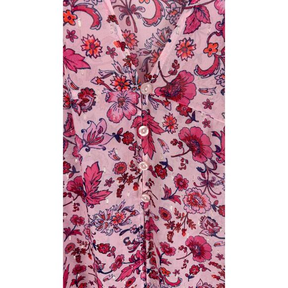 Torrid Chiffon Ruched Sleeve Kimono Sheer Floral Top Blouse Plus Size 2X Pink - Picture 7 of 10